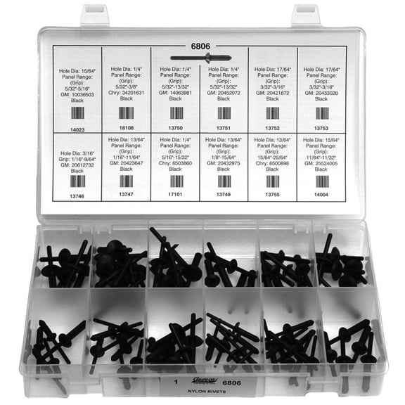 Auveco # 6806 Nylon Rivet Quik-Select Kit. Assortment. Qty 1.