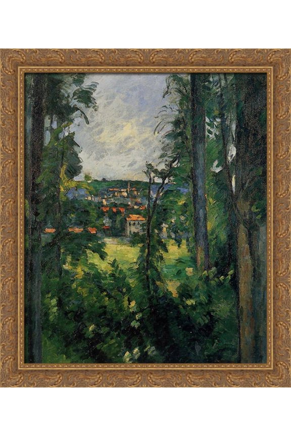 Auvers. View from Nearby 28x34 Large Gold Ornate Wood Framed Canvas Art by Paul Cezanne