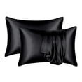thumbnail image 1 of Auvideal Silk Black Pillowcase 2 Pack Pillow Cases Queen Silk Pillowcase for Hair and Skin Satin Cooling Pillow Covers with Envelope Closure 20x30, 1 of 7