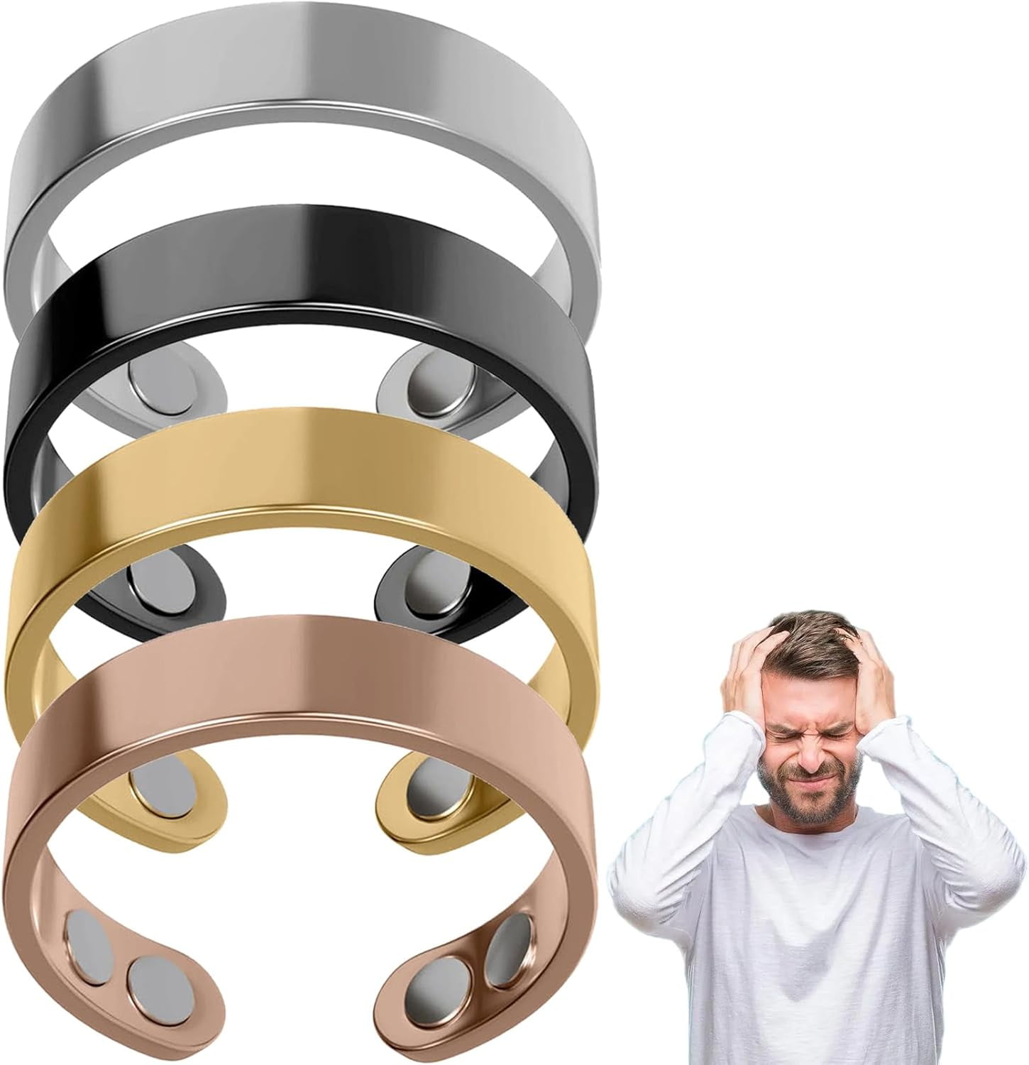 Auvulis Migraine Ring, Auvulis Vitality Ring, Adjustable Acupressure ...