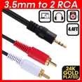 thumbnail image 1 of Aux Auxiliary 3.5Mm Audio Male To 2 Rca Y Male Stereo Cable Cord Wire Plug 4.4Ft, 1 of 6