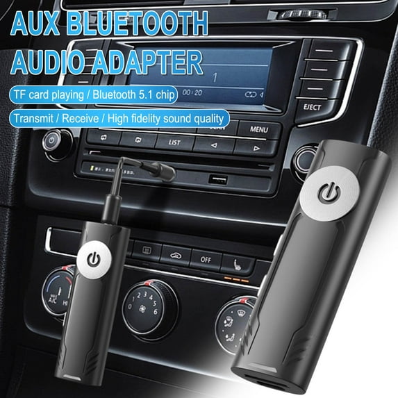Aux Bluetooth 5.1 Adapter for Car, 4 in 1 Bluetooth Receiver Transmitter for Car with Display Screen, Suitable for Cars, Speakers, Stereo Systems and Headphones And Card Mp3 Function