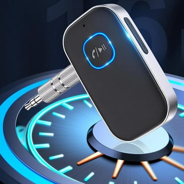 Aux Bluetooth Adapter, Bluetooth 5.0 Receiver for Car, Noise Cancelling Bluetooth AUX Adapter, Wireless Audio Receiver for Home Stereo/Speaker/Headphone, 16H Battery Life/Dual Connect