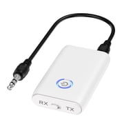Aux Bluetooth Adapter, Bluetooth 5.3 Transmitter Receiver Wireless Audio Receiver Bluetooth Adapter for Car Laptop Radio Headphones Speakers TV Stereo White