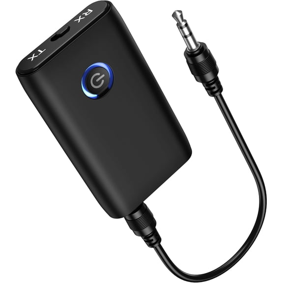 Aux Bluetooth Adapter for Car, Upgraded Bluetooth 5.3 Transmitter Receiver, Portable Wireless Adapter, 2-in-1 Aux Audio Receiver for Laptop, Radio, Headphones, Speakers, TV
