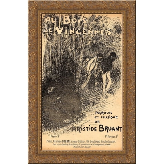 Aux Bois de Vincennes 24x16 Gold Ornate Wood Framed Canvas Art by Theophile Steinlen