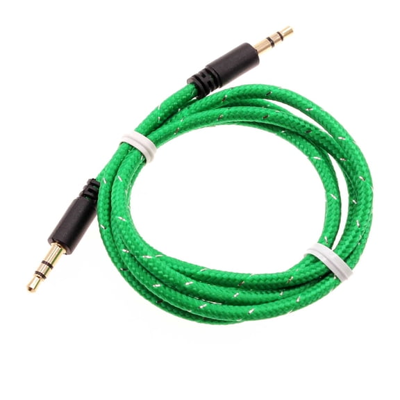 Aux Cable 3.5mm for Samsung Galaxy A06 - Adapter Car Stereo Aux-in Audio Cord Speaker Jack Wire Braided Green