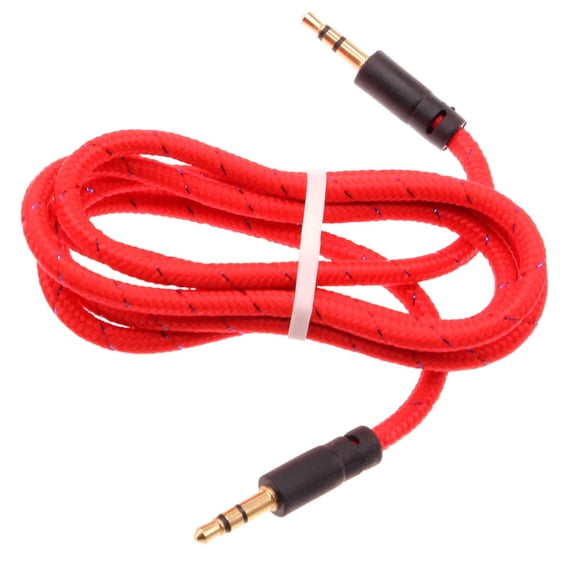 Aux Cable 3.5mm for TCL 50 Pro NxtPaper/XE 5G - Adapter Car Stereo Aux-in Audio Cord Speaker Jack Wire Braided Red