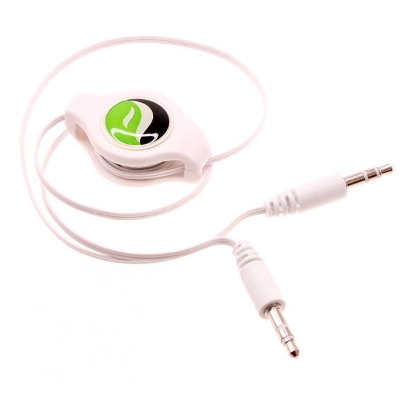 Aux Cable for TCL 50 LE/XE 5G/XL 5G/60/60R/K32 5G - Retractable 3.5mm Adapter Car Stereo Aux-in Audio Cord Speaker Jack Wire White