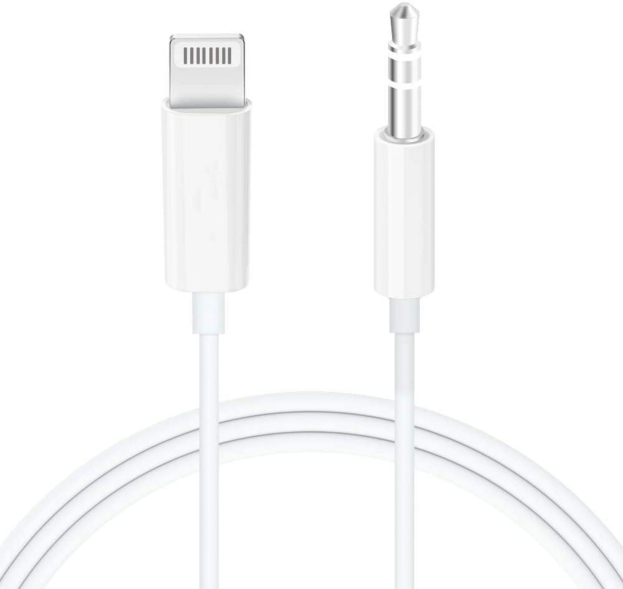 Aux Cord Compatible with iPhone,3.5mm Aux Cable for Car Compatible with iPhone 8/7/11/XS/XR/X/iPad/iPod for Car/Home Stereo, Speaker, Headphone, Support All iOS Version - 3.3ft White - image 1 of 7