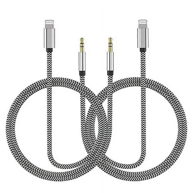 Aux Cord for iPhone, 2 Pack 3.3ft [Apple MFi Certified] Lightning to 3