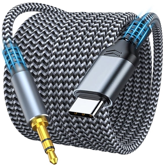 Aux to USB C, 6.6ft Aux Cord to USB C Compatible with iPhone 15/16/17, Galaxy S24/S23, iPad Pro, Pixel - Type C to 3.5mm Cord for Car, Headphones, Speakers