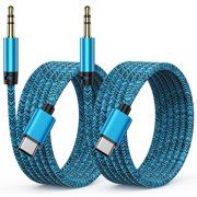 Aux to USB C,ABCPOW 2PACK Aux Cord to Type C USB C to 3.5mm Aux Adapter Male Aux Cord Jack Cable for Android,Samsung,Car,Stereo Radio,Audio Jack Cable,C Type to Auxiliary Adapter,Speaker,Headphone
