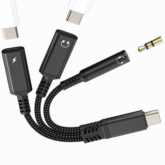 Aux to USB C Adapter Headphone for Iphone 17 16 15 Audio 3.5mm Jack Splitter Cable Type C for Apple Charger Dongle Cord Dual Charging for Ipad DAC Car earphone Adaptor compatible for Samsung