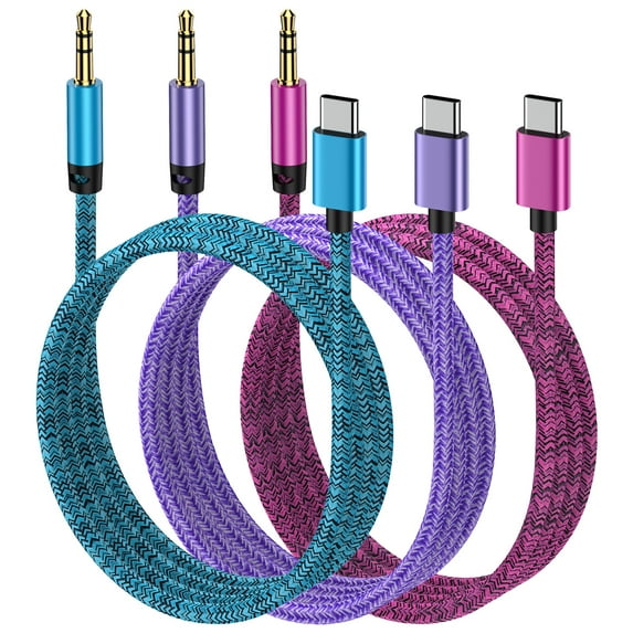 Aux to USB C,HAOANO 3PACK Aux Cord to Type C USB C to 3.5mm Aux Adapter Male Aux Cord Jack Cable for Android,Samsung,Car,Stereo Radio,Audio Jack Cable,C Type to Auxiliary Adapter,Speaker,Headphone
