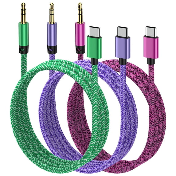 Aux to USB C,HAOANO 3PACK Aux Cord to Type C USB C to 3.5mm Aux Adapter Male Aux Cord Jack Cable for Android,Samsung,Car,Stereo Radio,Audio Jack Cable,C Type to Auxiliary Adapter,Speaker,Headphone