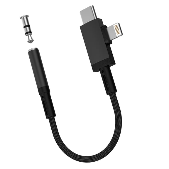 Aux to USB C Lightning for iPhone 17 16 15 14 13Pro Max(2in1)3.5mm Headphone Jack Adapter Audio Cable Dongle Compatible for Samsung S24 S25 for iPad for Apple Converter Car Microphone Port Splitter