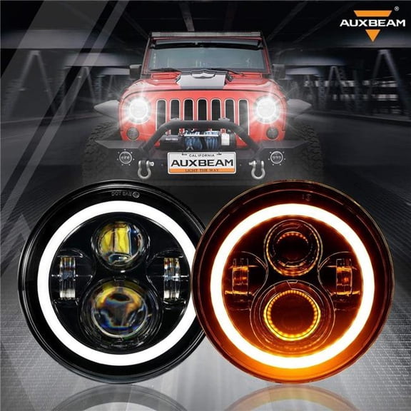 Auxbeam QP010907 7 in. 135W LED Headlights with DRL & Turn Signal High Low Beam for 1997-2006 Jeep Wrangler JK