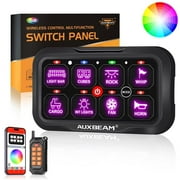 Auxbeam QP010985 AC Series 8 Gang RGB Switch Panel with APP&Remote Control, Toggle/ Momentary/ Pulsed Mode SupportedOne-Sided Outlet