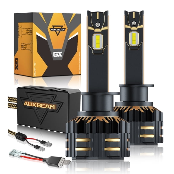 Auxbeam H1 LED Headlight Bulbs, Brightest Headlight Bulbs, 120W 25000LM GX Series 6500K Cool White | 2 Bulbs