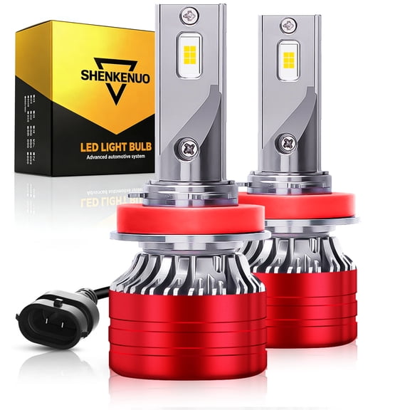 SHENKENU H11 LED Light Bulb, 15000LM 400% Brighter High Power LED Bulbs, 6000K Cool White H11 H8 H9 LED Conversion Kits Bulb IP68 Waterproof, Almost 1:1 Halogen Bulb Size ( Pack of 2)