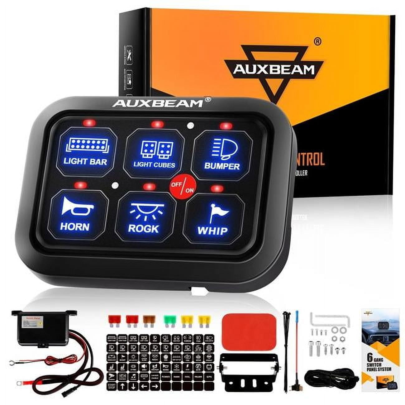 Auxbeam QP006237 BC60 6 Gang LED Switch Panel, Off Road Light Controller (Blue)