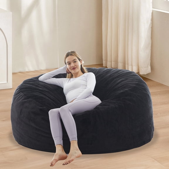 Auxe Gaxe 3ft Adult Bean Bag Chair, Memory Foam Lazy Sofa with Filling, Flannel Cover, Removable and Washable