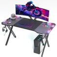 Auxe Gaxe 63 inch Gaming Desk with Led Lights, Gaming Table with Cup ...