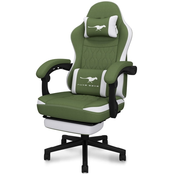 Auxe Gaxe Gaming Chairs for Adults with Footrest,Ergonomic Fabric PC Gaming Chair,High Back Reclining Computer Desk Chair with Lumbar Support and Headrest