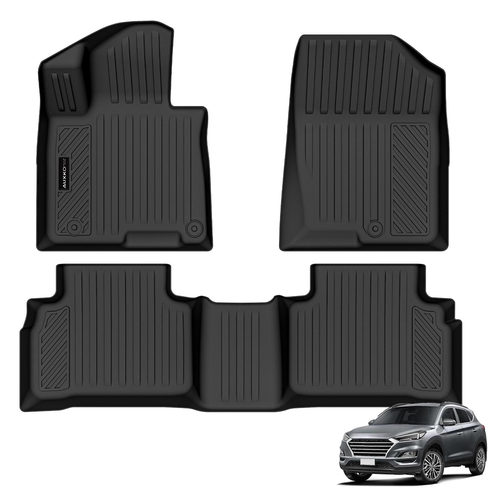Auxko All Weather Floor Mats for 2022-2025 2026 Hyundai Tucson Gasoline TPE Liners Set Tucson Accessories All Season Guard Odorless Anti-Slip Floor Mats for 1st & 2nd Row