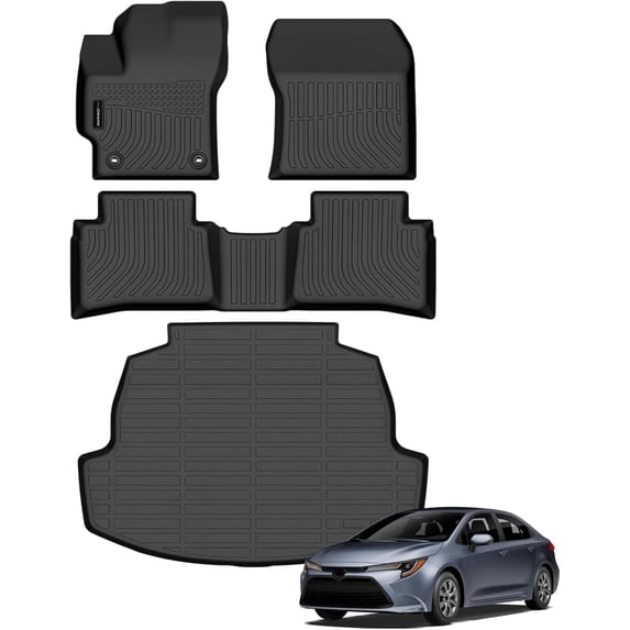 Auxko All Weather Floor Mats Cargo Mat Fit for Toyota Corolla Sedan 2020-2026 2027 TPE Floor Liner Trunk Mat Corolla Accessories All Season Odorless Anti-Slip Black