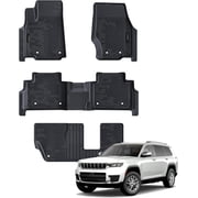 Auxko All Weather Floor Mats Fit for Jeep Grand Cherokee L 7 Seat2nd Row Bench Seat 2021-2024 2025 2026 TPE Rubber Liners Accessories All Season Guard Odorless 3 Row Black