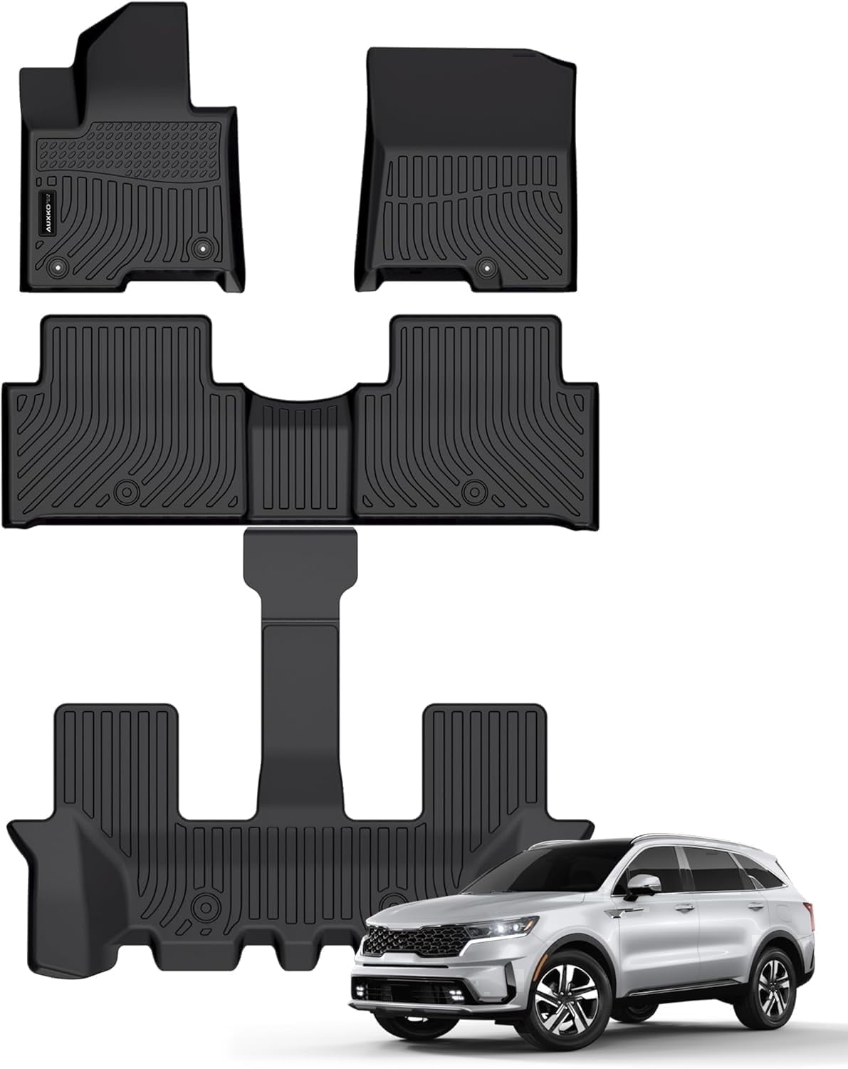 Auxko All Weather Floor Mats Fit for Kia Sorento Hybrid 2026 2025-2021(Include PHEV 22-26) TPE Rubber Liners Sorento Hybrid Accessories Set All Season Odorless Anti-Slip Floor Mats