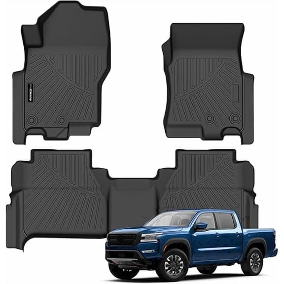 Auxko All Weather Floor Mats Fit for Nissan Frontier 2022-2026 Crew Cab(Not for 2nd with Under Seat Speaker) TPE Liners Frontier Set All Season Odorless Anti-Slip