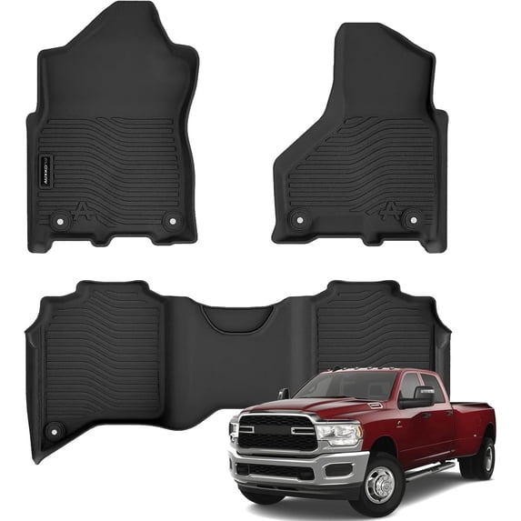 Auxko All Weather Floor Mats Fit for Ram 2500/3500 Crew Cab 2019-2026 TPE Liners Accessories All Season Guard Odorless Anti-Slip Floor Mats for Ram 2019-2026 Black