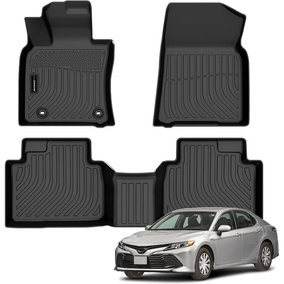Auxko All Weather Floor Mats Fit for Toyota Camry Hybrid 2018-2024 TPE Rubber Liners Set Camry Hybrid Accessories All Season Guard Odorless Anti-Slip Floor Mats 2 Row