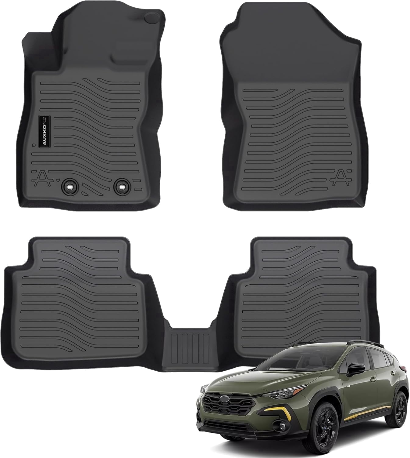 Auxko All Weather Floor Mats Fits for Subaru Crosstrek 2024 2025 2026 TPE Rubber Liners Accessoires for Subaru Crosstrek All Season Guard Odorless Anti-Slip Mats for 1st & 2nd Row