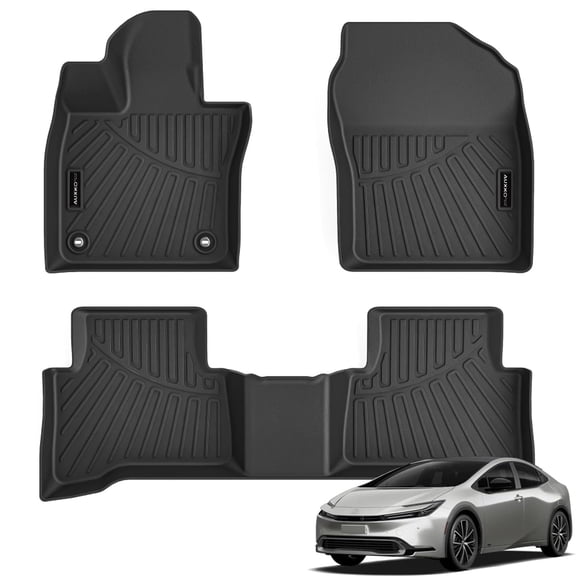 Auxko All Weather Floor Mats Fits for Toyota Prius & Prius Prime 2023 2024 2025 2026 TPE Rubber Liners Accessoires for Prius Odorless All Season Guard Anti-Slip Car Protector Mats Black