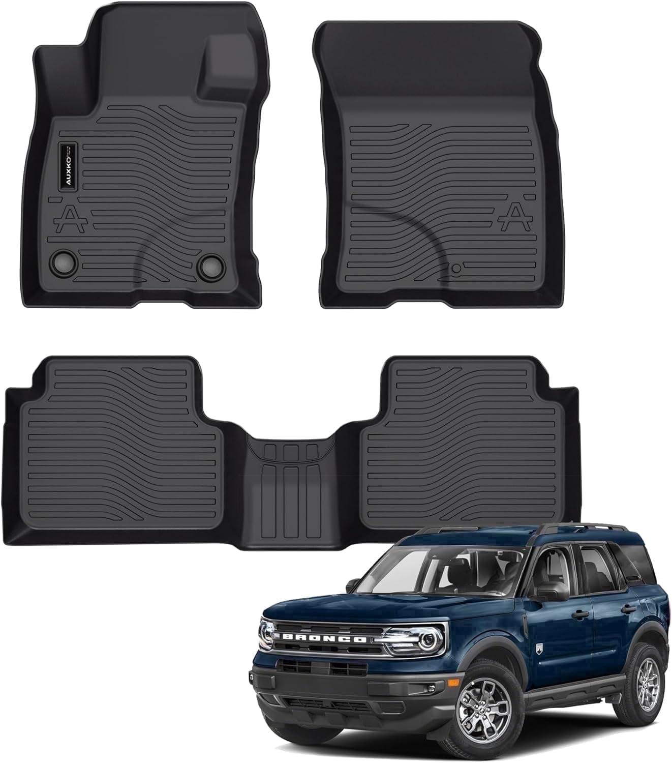 Auxko All Weather Floor Mats for Ford Maverick Gasoline 2022-2025 2026 & Bronco Sport 2021-2026 TPE Liners Maverick Bronco Sport Accessories Set All Season Odorless Anti-Slip Floor Mats