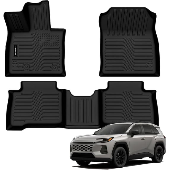 Auxko All Weather Floor Mats for Toyota rav4 Hybrid 2026-2027 (Not for PHEV) TPE Rubber Liners Accessory for Toyota rav4 Hybrid 2026-2027 Odorless Anti-Slip Mats Black