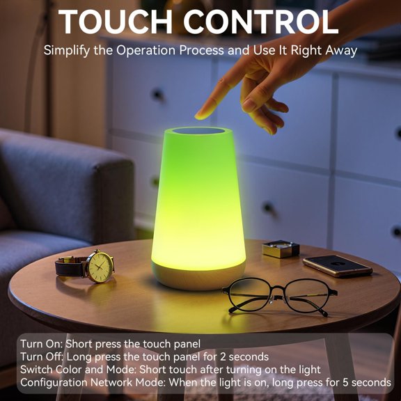 Auxmir Smart Night Light, Dimmable Nursery Table Lamp for Baby Work with App/Voice Control, LED Lamp with Music Sync and 100 Scene Modes, Bedside Timer Lamp for Bedroom Living Room Sleep Aid(Corded)