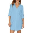 thumbnail image 1 of Auxo Women Office Solid Color Turn Down Collar Long Sleeve Top Shirt, 1 of 8