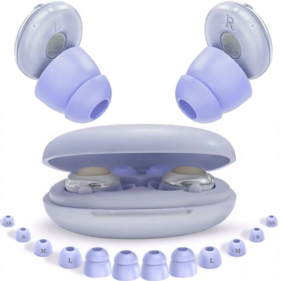 AuyeeSnc Noise Cancelling Ear Plugs for Sleeping, Travel & Work, 50dB Reusable Silicone Earplugs with 8 Tips+4 Bonus Double-Layer Tips, Snore Stopper & Case,Airplane Essentials, Concerts(Purple)