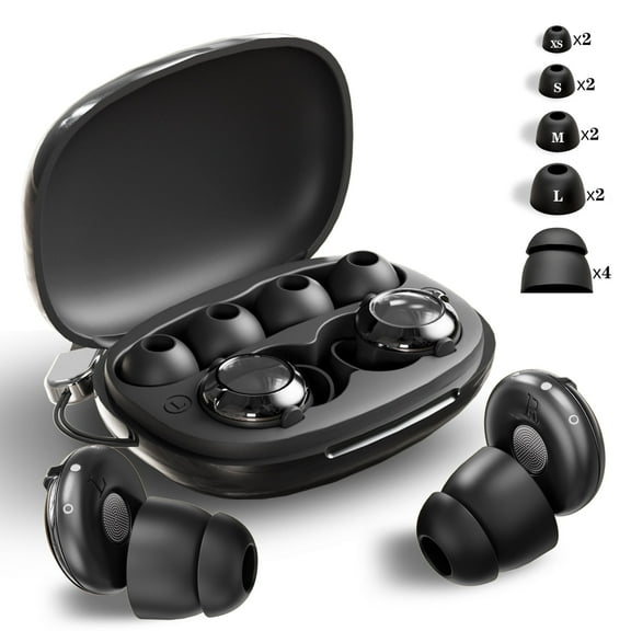 AuyeeSnc Noise Cancelling Ear Plugs for Sleeping,Travel,Work, 50dB Reusable Silicone Earplugs with 8 Tips+4 Bonus Double-Layer Tips, Snore Stopper,Portable Case,Airplane Essentials, Concerts (Black)