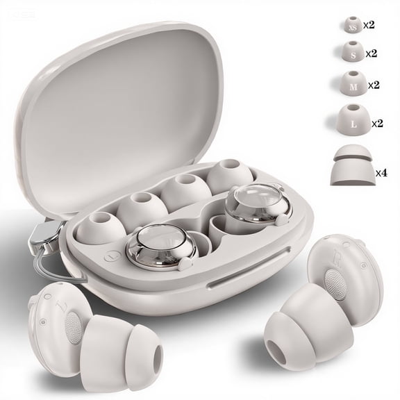 AuyeeSnc Ear Plugs for Sleeping, 50dB Noise Cancelling Earbuds with 8 Tips+4 Bonus Double-Layer Tips for Concerts, Shooting, Travel, Snoring, Silicone Hearing Protection Reusable, White