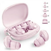 AuyeeSnc Ear Plugs for Sleeping, 50dB Noise Cancelling Earbuds with 8 Tips+4 Bonus Double-Layer Tips for Concerts, Shooting, Travel, Snoring, Silicone Hearing Protection Reusable, Pink