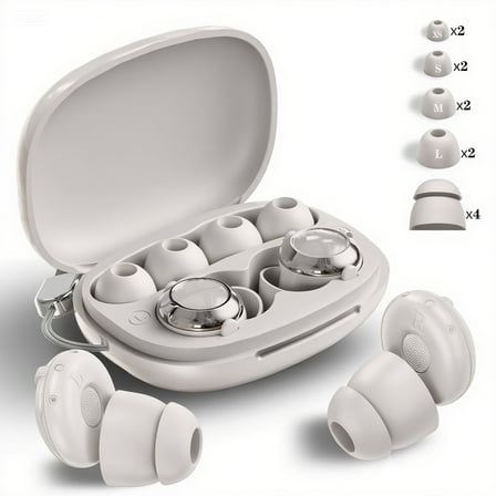 AuyeeSnc Ear Plugs for Sleeping, 50dB Noise Cancelling Earbuds with 8 Tips+4 Bonus Double-Layer Tips for Concerts, Shooting, Travel, Snoring, Silicone Hearing Protection Reusable, White