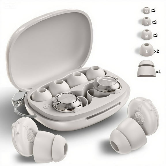 AuyeeSnc Ear Plugs for Sleeping, 50dB Noise Cancelling Earbuds with 8 Tips+4 Bonus Double-Layer Tips for Concerts, Shooting, Travel, Snoring, Silicone Hearing Protection Reusable, White