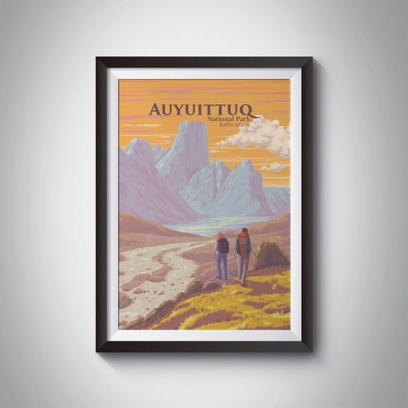 Auyuittuq National Park, Canada, Baffin Island, Cumberland Peninsula, Arctic, Fjords, Glaciers, Weasel River Valley, Vintage Travel Print Wall Art, Modern Wall Decor, 12x18 UNFRAMED