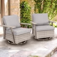 thumbnail image 1 of Auzfy 2 Pcs Outdoor Patio 360°Swivel Rocker Wicker Chairs for Balcony Porch, Grey, 1 of 6